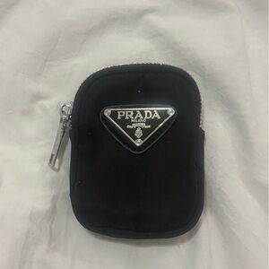 Black Mini Pouch with Silver Zipper